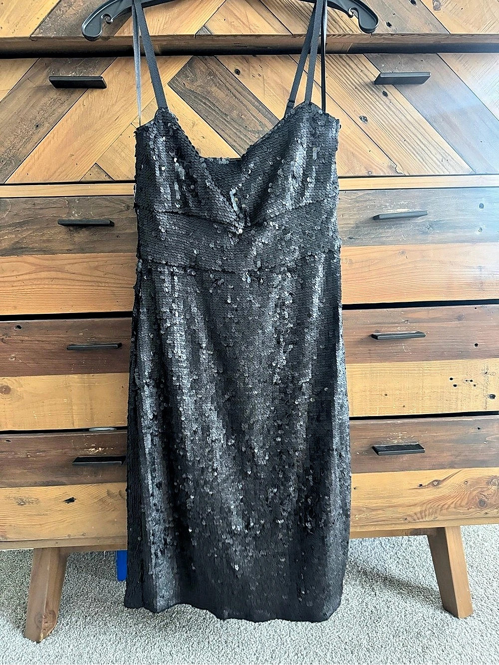BCBGMAXAZRIA Alese Sequin Dress Midi Dress Black Small NWT